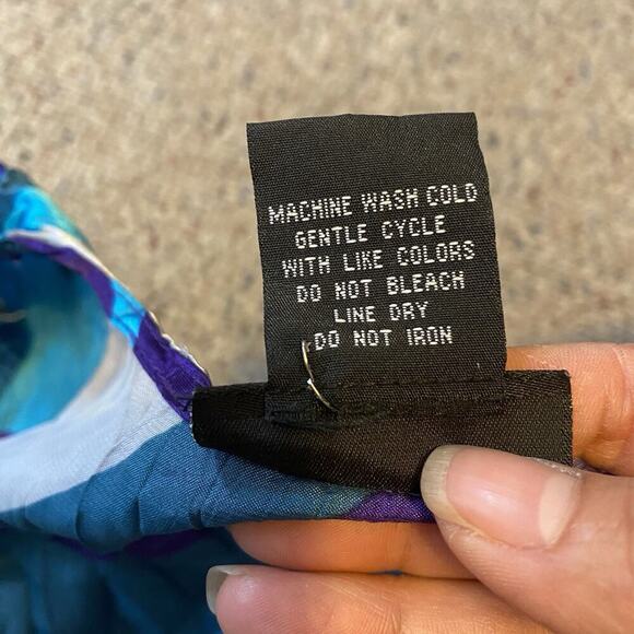 Y2K Women Plus 2X Silky Crinkled Blouse Rockabilly Colorful Tie Front Beach Boho - Picture 5 of 10